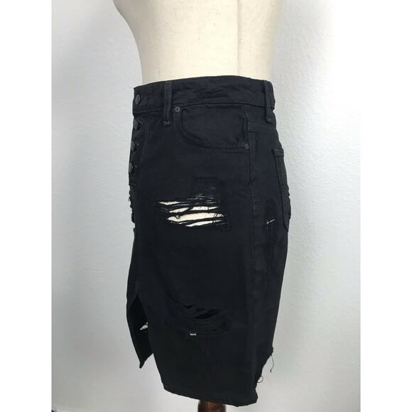 Joe's Jeans Distressed Frayed Stretch Button Fly Denim Skirt - Picture 3 of 9